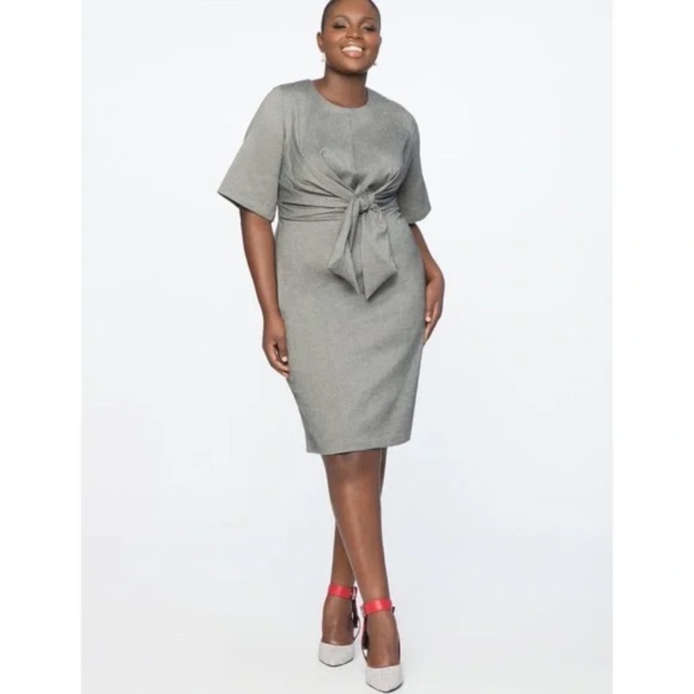 Eloquii Tie Front Work Dress